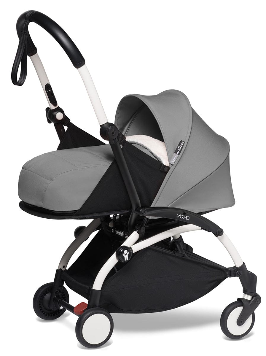 Babyzen YOYO2 Ultra Compact Complete 0+/6+ Stroller & Rolling Bag Bundle - White/Grey - 604501-0-6-RB-GRY