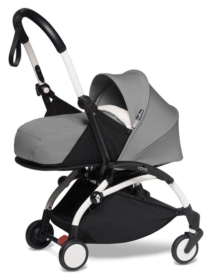 Babyzen YOYO2 Ultra Compact Complete 0+/6+ Stroller & Rolling Bag Bundle - White/Grey - 604501-0-6-RB-GRY