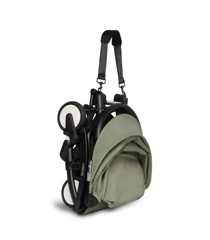 Babyzen YOYO2 Ultra Compact Complete 0+/6+ Stroller & Rolling Bag Bundle - White / Olive - 604501-0-6-RB-OLV