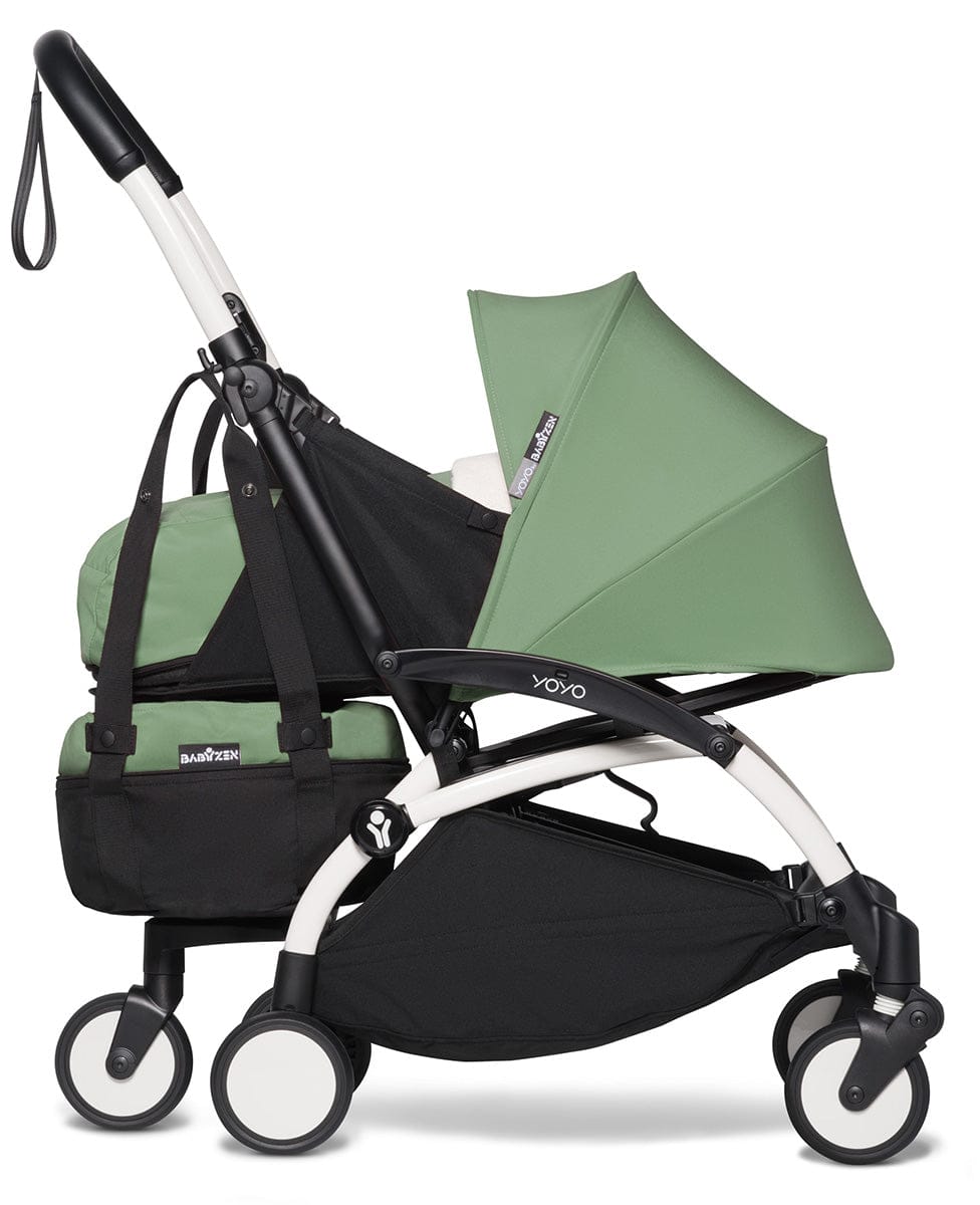Babyzen YOYO2 Ultra Compact Complete 0+/6+ Stroller & Rolling Bag Bundle - White/Peppermint - 604501-0-6-RB-PEP