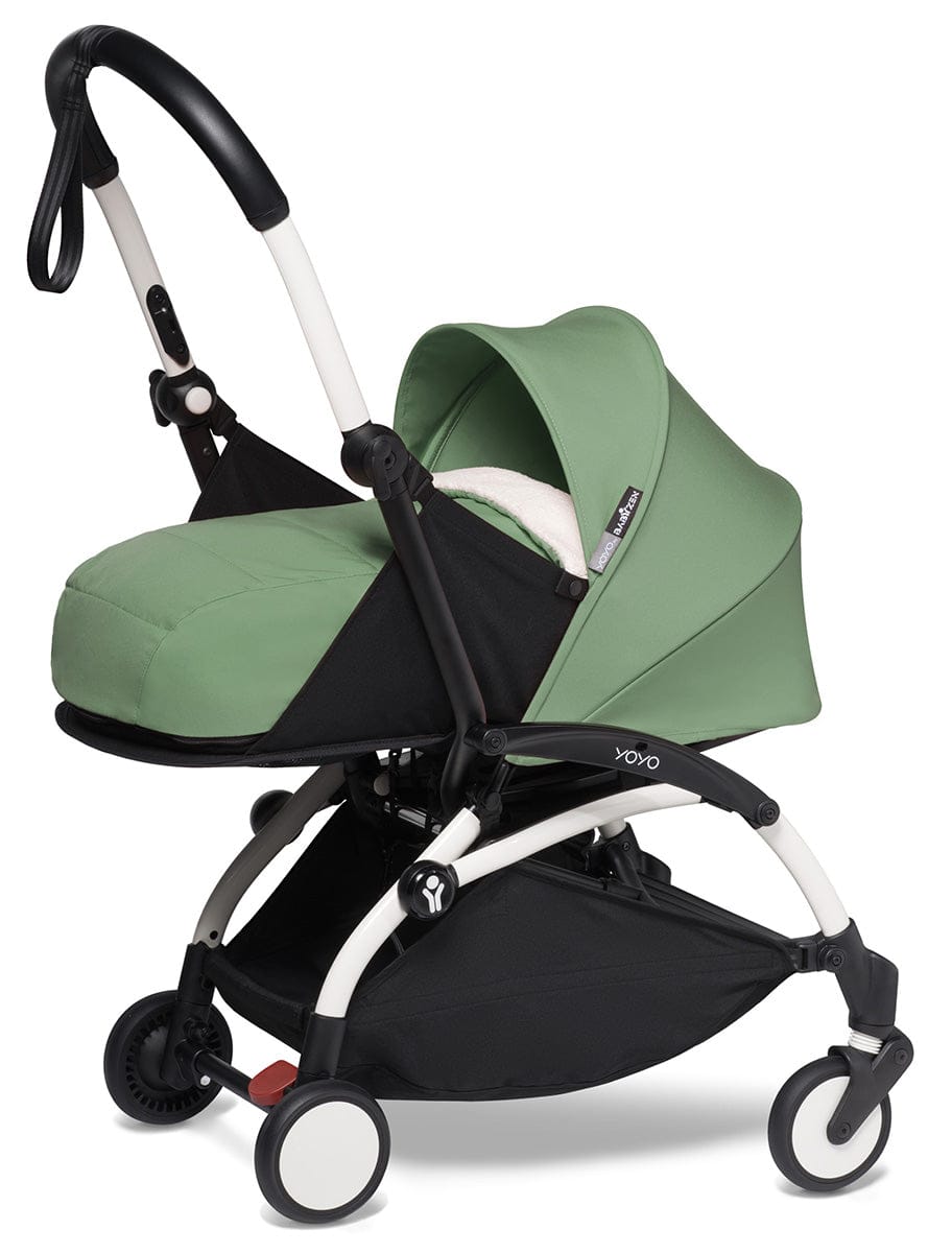 Babyzen YOYO2 Ultra Compact Complete 0+/6+ Stroller & Rolling Bag Bundle - White/Peppermint - 604501-0-6-RB-PEP