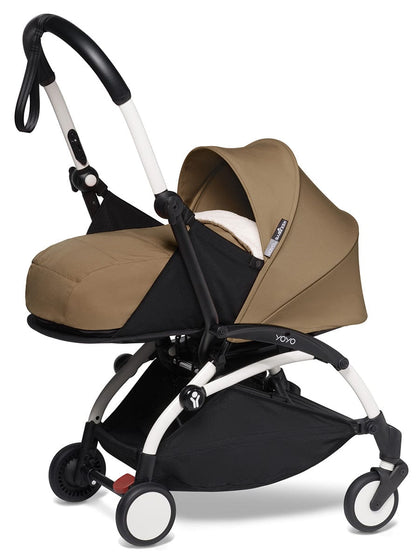 Babyzen YOYO2 Ultra Compact Complete 0+/6+ Stroller & Rolling Bag Bundle - White/Toffee - 604501-0-6-RB-TOF