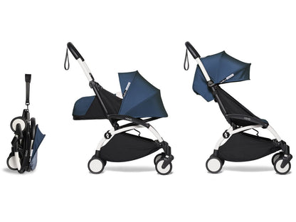 Babyzen YOYO2 Ultra Compact Complete 0+/6+ Stroller - White / Air France Blue - 604501-06-AFB-US