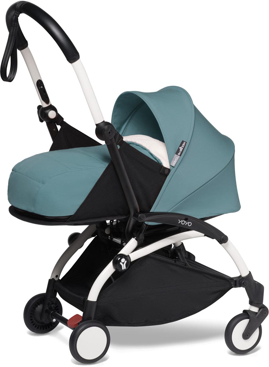 Babyzen YOYO2 Ultra Compact Complete 0+/6+ Stroller - White / Aqua - 604501-06-AQU-US
