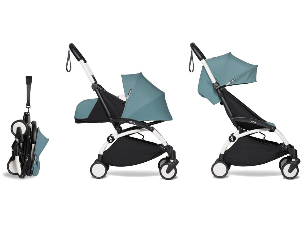 Babyzen YOYO2 Ultra Compact Complete 0+/6+ Stroller - White / Aqua - 604501-06-AQU-US