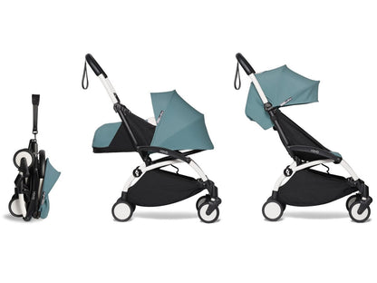 Babyzen YOYO2 Ultra Compact Complete 0+/6+ Stroller - White / Aqua - 604501-06-AQU-US