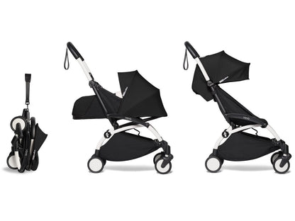 Babyzen YOYO2 Ultra Compact Complete 0+/6+ Stroller - White / Black - 604501-06-BLK-US