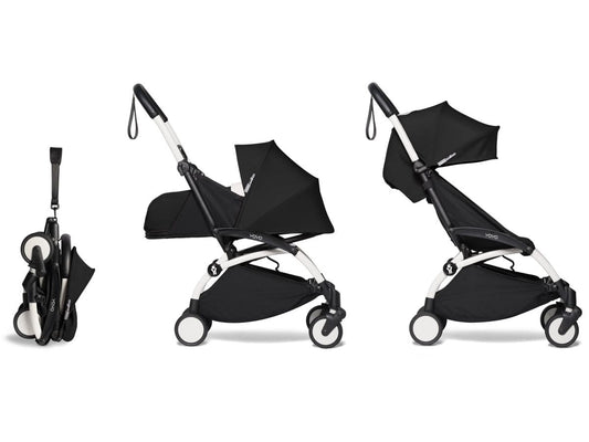 Babyzen YOYO2 Ultra Compact Complete 0+/6+ Stroller - White / Black - 604501-06-BLK-US