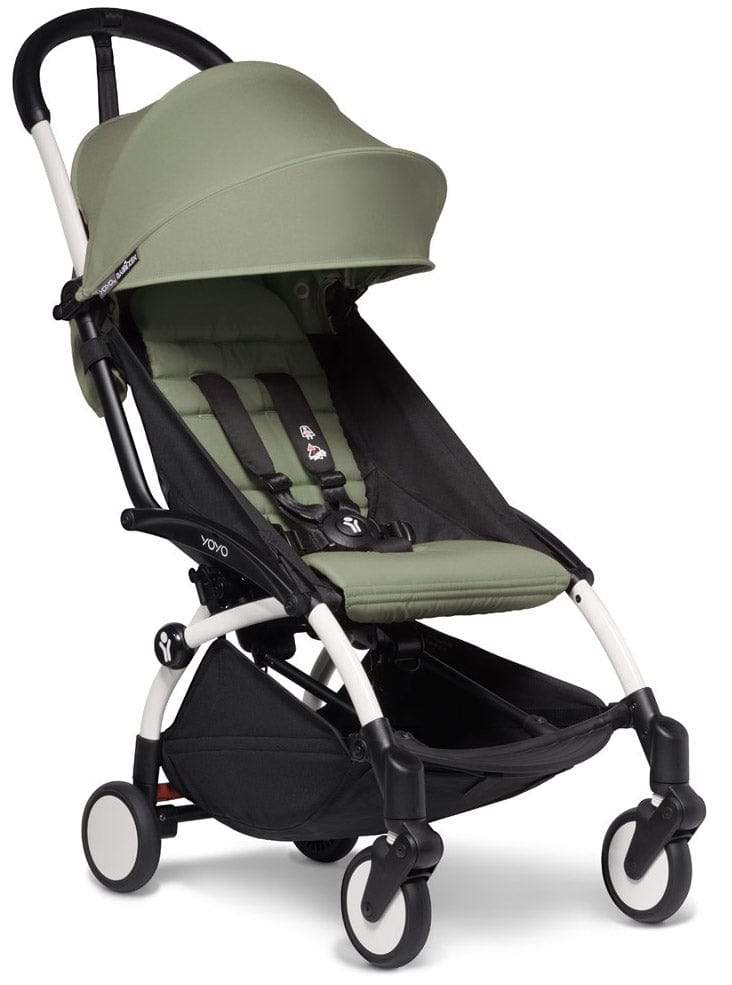 Babyzen YOYO2 Ultra Compact Complete 0+/6+ Stroller - White / Olive - 604501-06-OLV-US