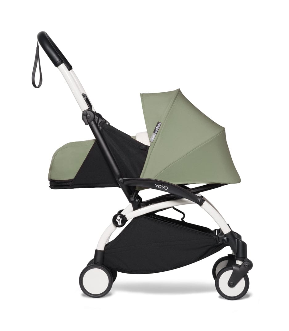 Babyzen YOYO2 Ultra Compact Complete 0+/6+ Stroller - White / Olive - 604501-06-OLV-US