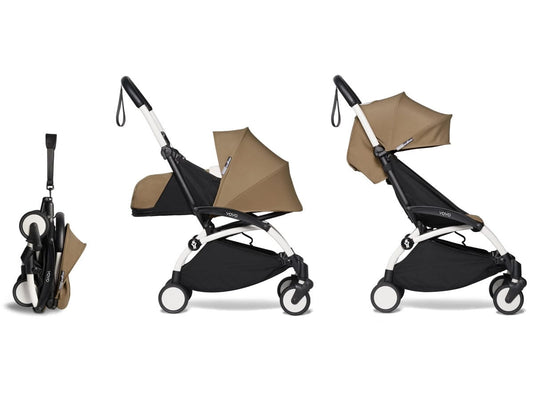 Babyzen YOYO2 Ultra Compact Complete 0+/6+ Stroller - White / Toffee - 604501-06-TOF-US