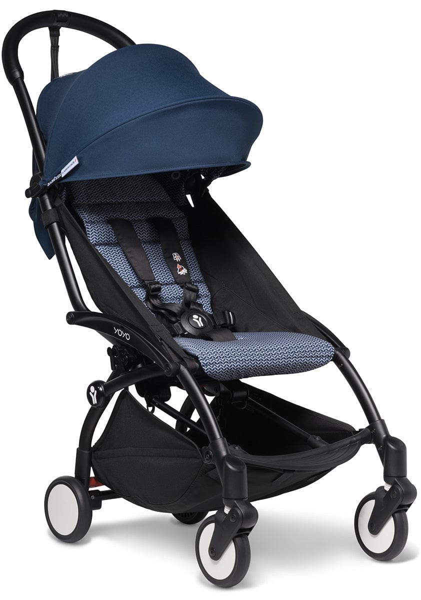 Babyzen YOYO2 Ultra Compact Complete 6+ Stroller & Rolling Bag Bundle - Black/Air France Blue - 604502-6-RB-AFB
