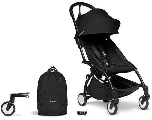 Babyzen YOYO2 Ultra Compact Complete 6+ Stroller & Rolling Bag Bundle - Black/Black - 604502-6-RB-BLK