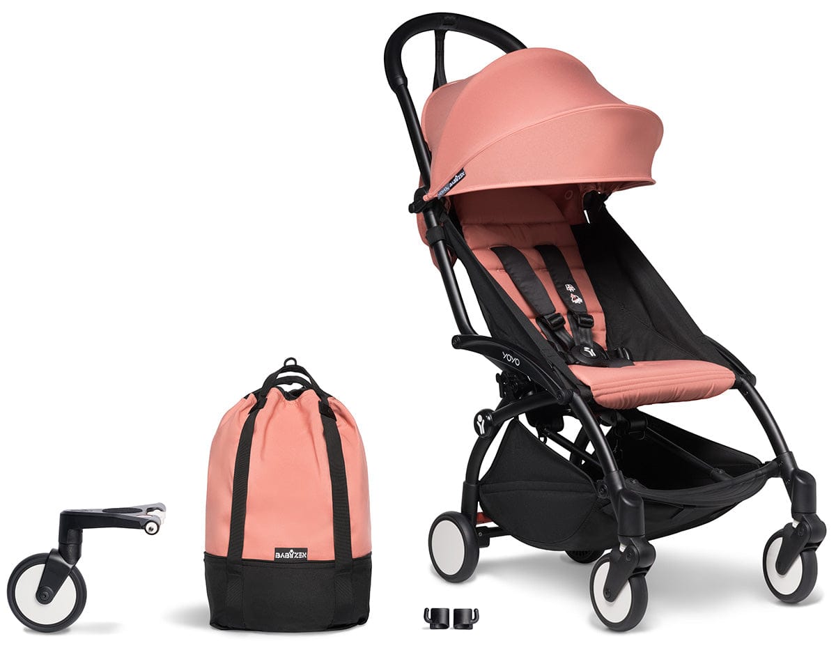 Babyzen YOYO2 Ultra Compact Complete 6+ Stroller & Rolling Bag Bundle - Black/Ginger - 604502-6-RB-GIN
