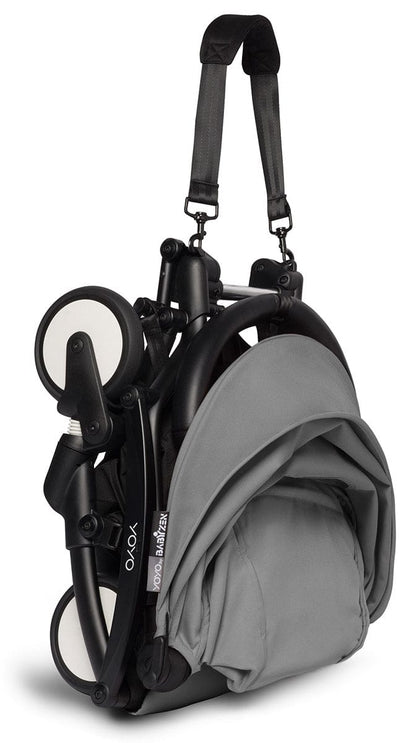 Babyzen YOYO2 Ultra Compact Complete 6+ Stroller & Rolling Bag Bundle - Black/Grey - 604502-6-RB-GRY