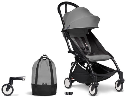Babyzen YOYO2 Ultra Compact Complete 6+ Stroller & Rolling Bag Bundle - Black/Grey - 604502-6-RB-GRY