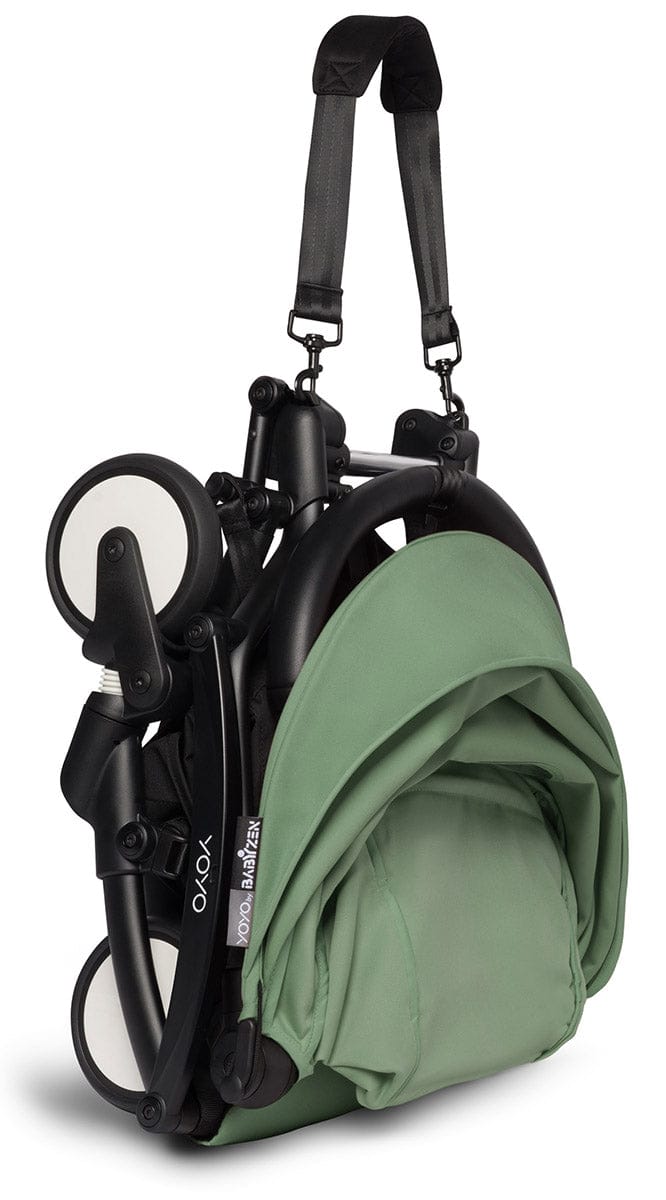Babyzen YOYO2 Ultra Compact Complete 6+ Stroller with Bassinet & Rolling Bag Bundle - Black/Peppermint