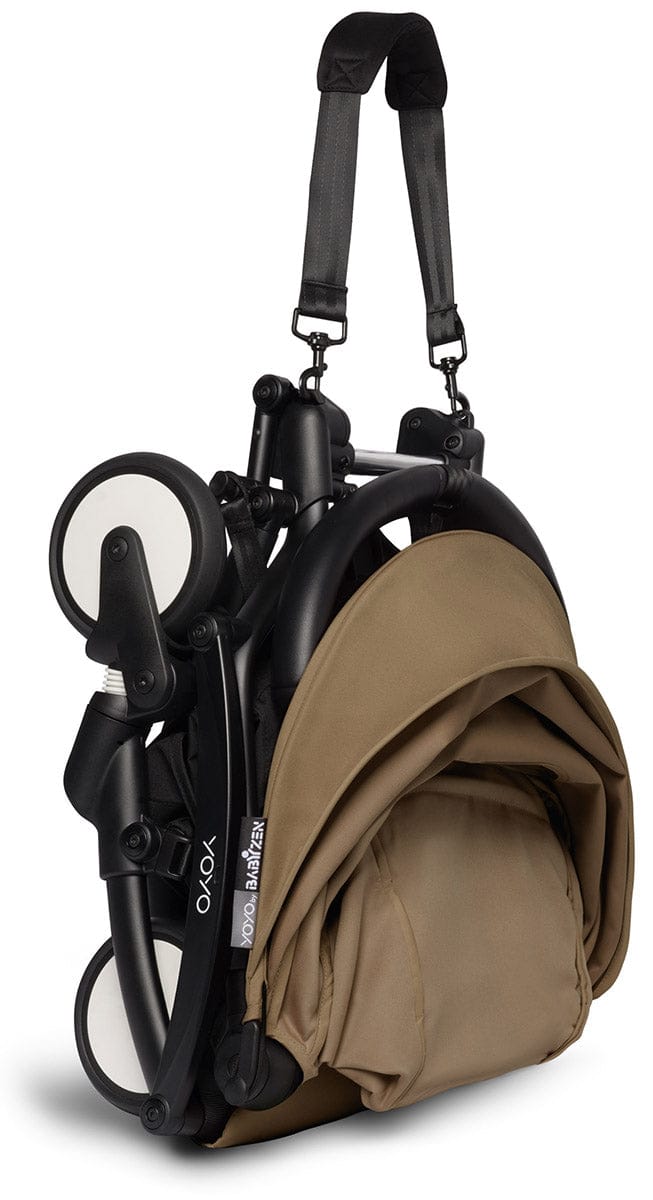 Babyzen YOYO2 Ultra Compact Complete 6+ Stroller & Rolling Bag Bundle - Black/Toffee - 604502-6-RB-TOF