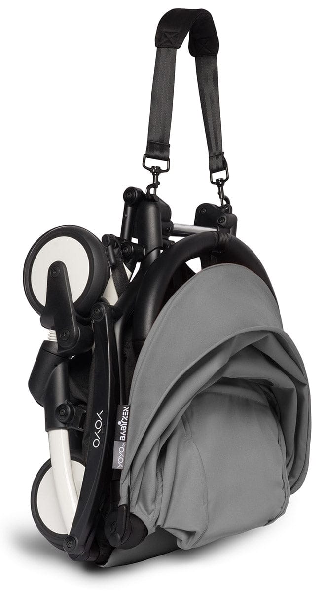 Babyzen YOYO2 Ultra Compact Complete 6+ Stroller & Rolling Bag Bundle - White/Grey - 604501-6-RB-GRY