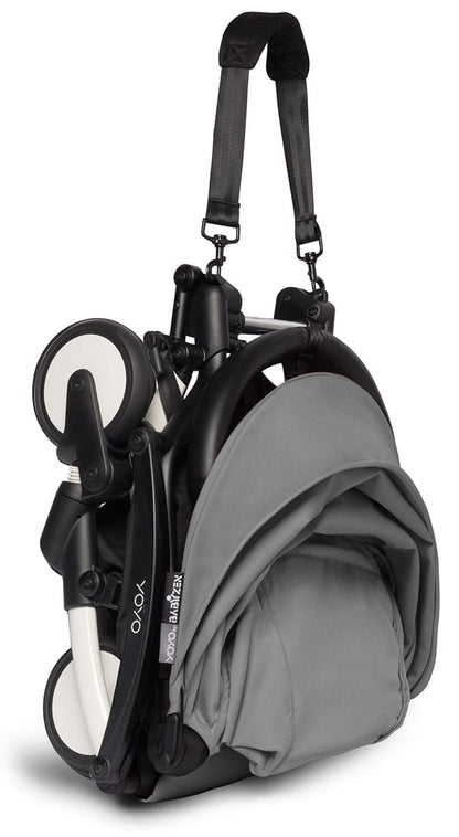 Babyzen YOYO2 Ultra Compact Complete 6+ Stroller & Rolling Bag Bundle - White/Grey - 604501-6-RB-GRY