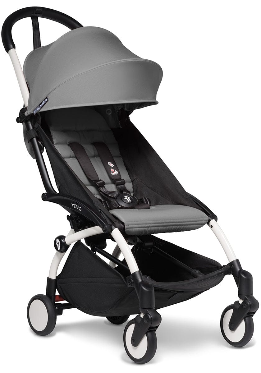 Babyzen YOYO2 Ultra Compact Complete 6+ Stroller & Rolling Bag Bundle - White/Grey - 604501-6-RB-GRY