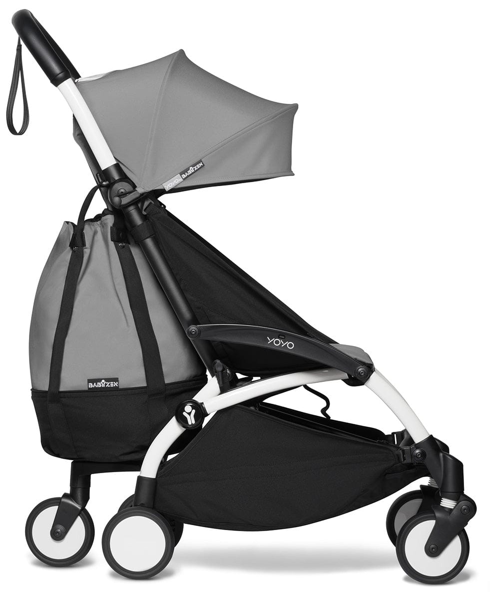Babyzen YOYO2 Ultra Compact Complete 6+ Stroller & Rolling Bag Bundle - White/Grey - 604501-6-RB-GRY