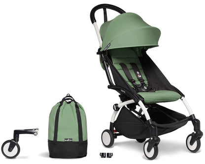 Babyzen YOYO2 Ultra Compact Complete 6+ Stroller & Rolling Bag Bundle - White/Peppermint - 604501-6-RB-PEP