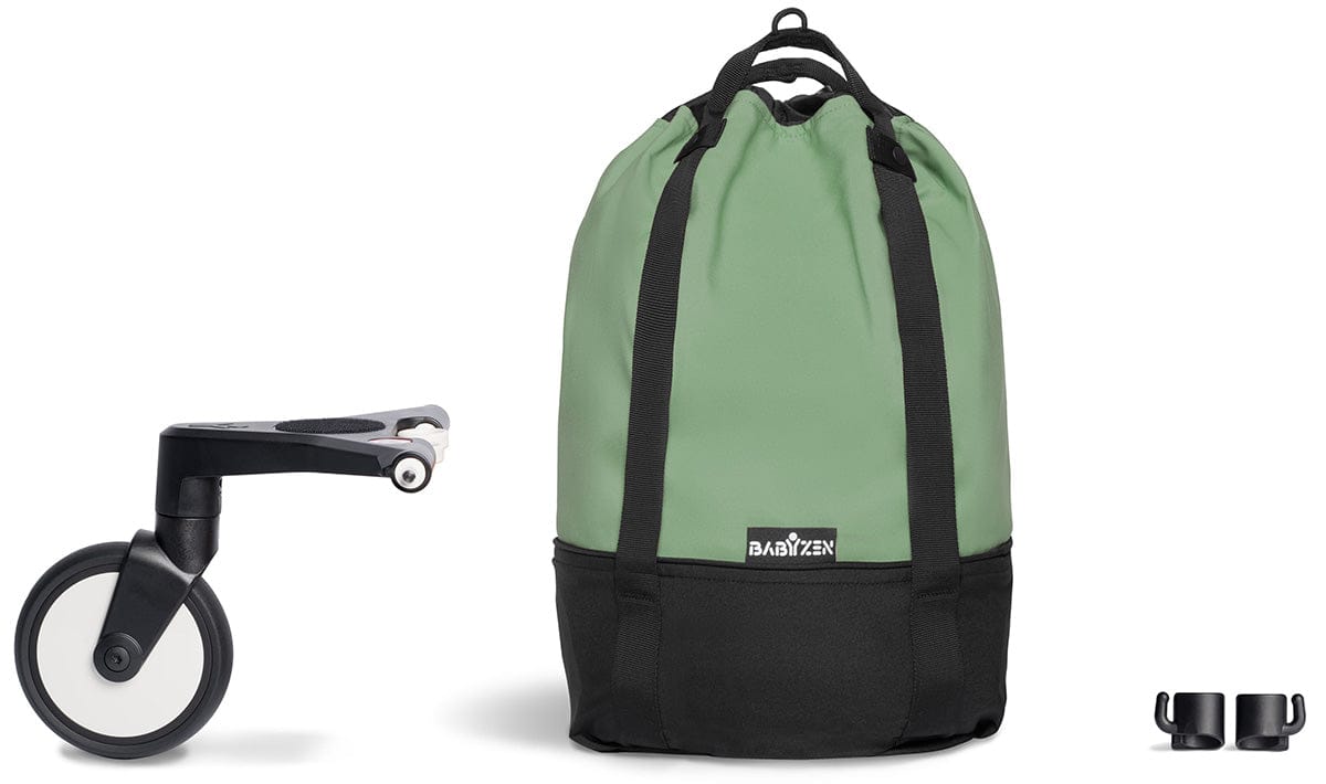 Babyzen YOYO2 Ultra Compact Complete 0+/6+ Stroller & Rolling Bag Bundle - Black/Peppermint