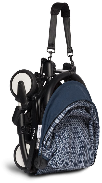 Babyzen YOYO2 Ultra Compact Complete 6+ Stroller with Bassinet - Black/Air France Blue - 604502-605107-6-AFB