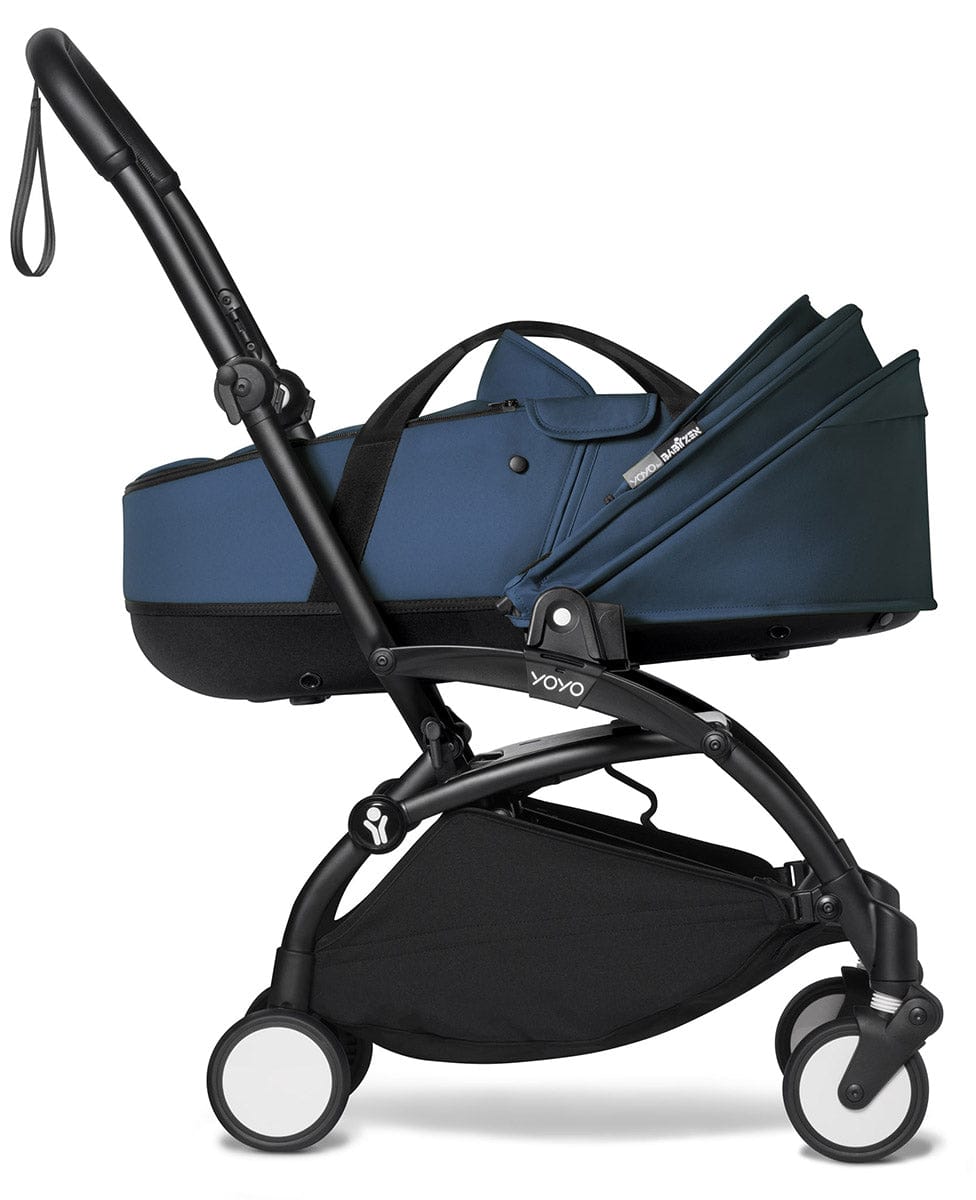 Babyzen YOYO2 Ultra Compact Complete 6+ Stroller with Bassinet - Black/Air France Blue - 604502-605107-6-AFB
