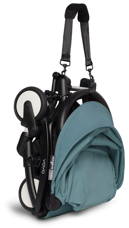 Babyzen YOYO2 Ultra Compact Complete 6+ Stroller with Bassinet - Black/Aqua - 604502-605109-6-AQU