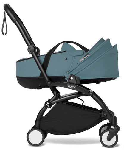 Babyzen YOYO2 Ultra Compact Complete 6+ Stroller with Bassinet - Black/Aqua - 604502-605109-6-AQU