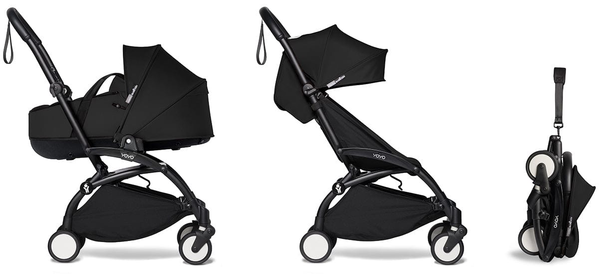 Babyzen YOYO2 Ultra Compact Complete 6+ Stroller with Bassinet - Black/Black - 604502-605103-6-BLK