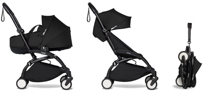 Babyzen YOYO2 Ultra Compact Complete 6+ Stroller with Bassinet - Black/Black - 604502-605103-6-BLK