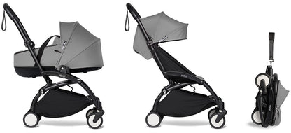 Babyzen YOYO2 Ultra Compact Complete 6+ Stroller with Bassinet - Black/Grey - 604502-605101-6-GRY