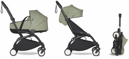 Babyzen YOYO2 Ultra Compact Complete 6+ Stroller with Bassinet - Black / Olive - 604502-605111-6-OLV