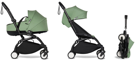 Babyzen YOYO2 Ultra Compact Complete 6+ Stroller with Bassinet - Black/Peppermint - 604502-605105-6-PEP