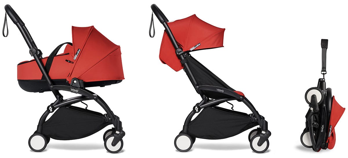 Babyzen YOYO2 Ultra Compact Complete 6+ Stroller with Bassinet - Black/Red - 604502-605102-6-RED