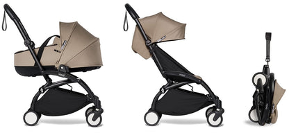Babyzen YOYO2 Ultra Compact Complete 6+ Stroller with Bassinet - Black/Taupe - 604502-605104-6-TPE