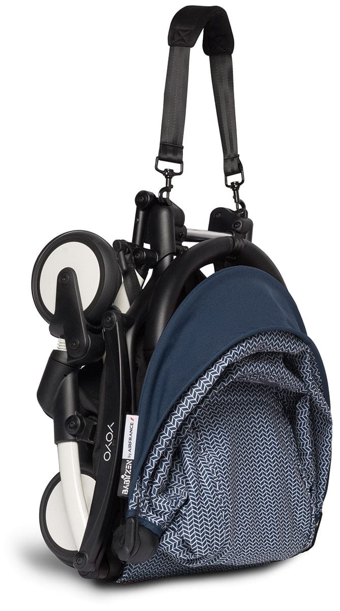 Babyzen YOYO2 Ultra Compact Complete 6+ Stroller with Bassinet Bundle - White/Air France Blue - 604501-605107-6-AFB