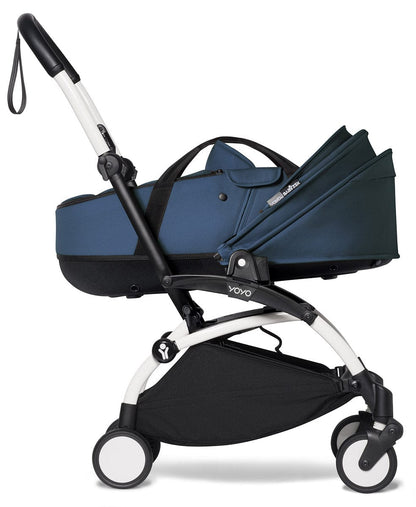 Babyzen YOYO2 Ultra Compact Complete 6+ Stroller with Bassinet Bundle - White/Air France Blue - 604501-605107-6-AFB