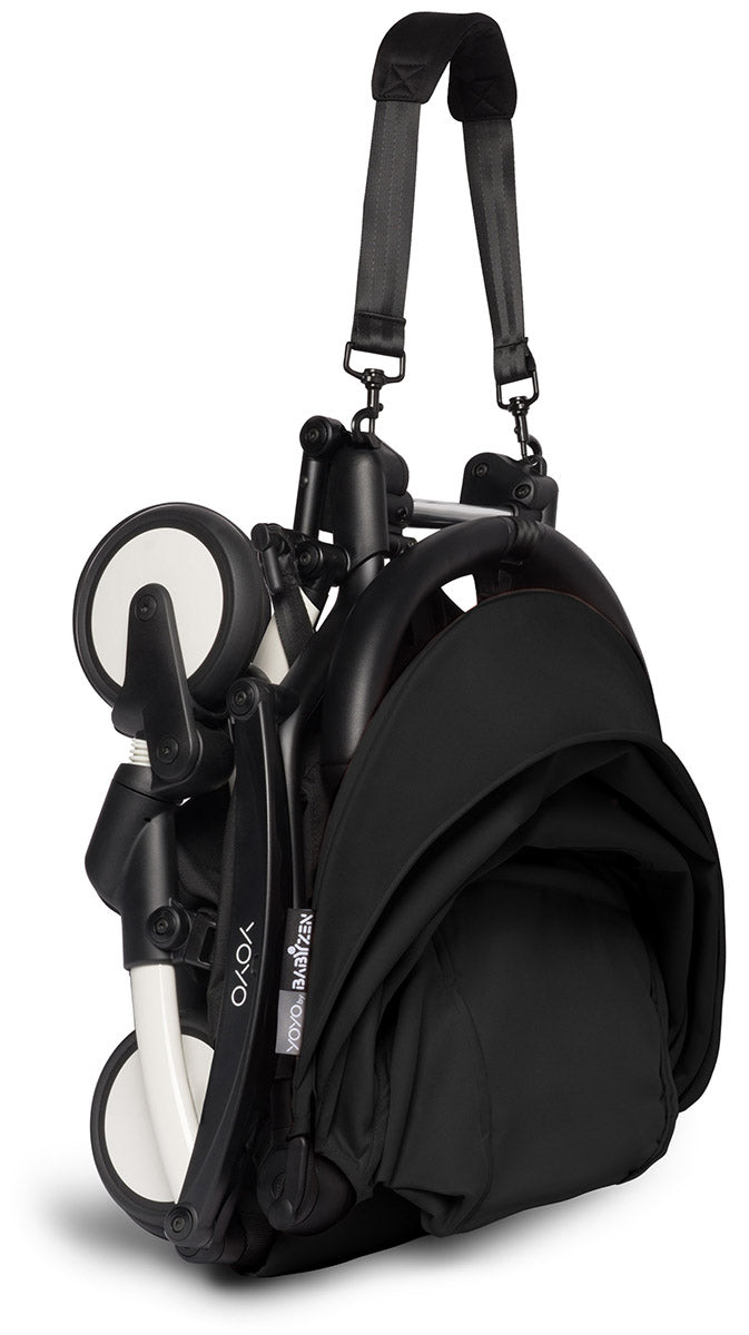Babyzen YOYO2 Ultra Compact Complete 6+ Stroller with Bassinet Bundle - White/Black - 604501-605103-6-BLK