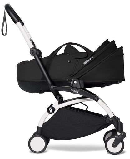 Babyzen YOYO2 Ultra Compact Complete 6+ Stroller with Bassinet Bundle - White/Black - 604501-605103-6-BLK