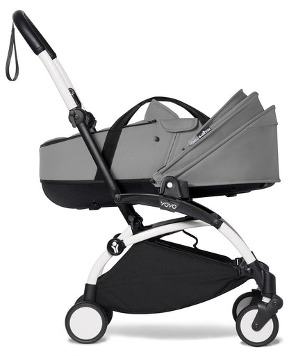 Babyzen YOYO2 Ultra Compact Complete 6+ Stroller with Bassinet Bundle - White/Grey - 604501-605101-6-GRY