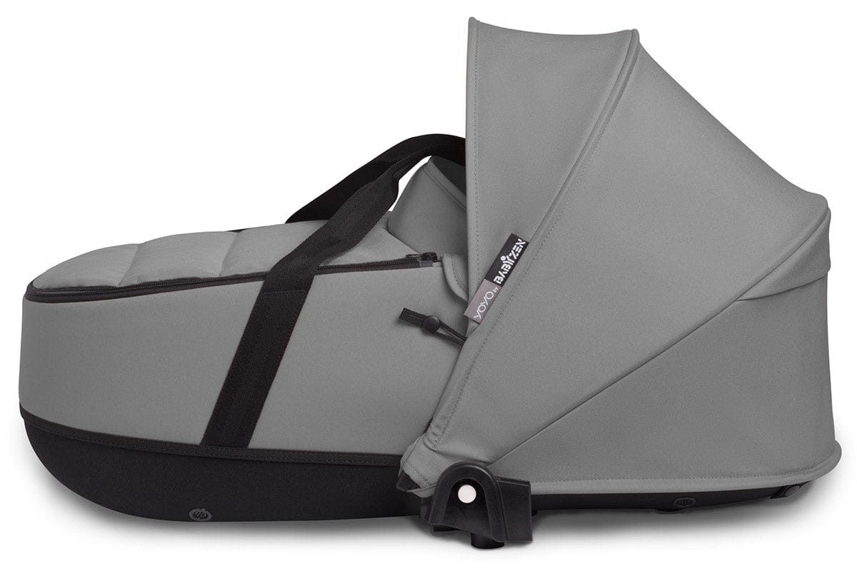 Babyzen YOYO2 Ultra Compact Complete 6+ Stroller with Bassinet Bundle - White/Grey - 604501-605101-6-GRY