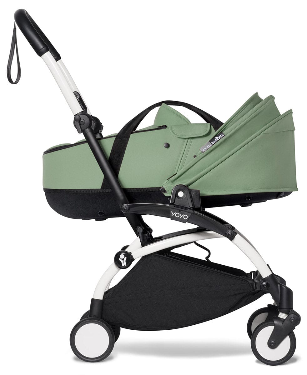Babyzen YOYO2 Ultra Compact Complete 6+ Stroller with Bassinet Bundle - White/Peppermint - 604501-605105-6-PEP