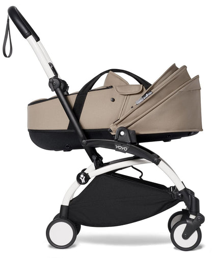 Babyzen YOYO2 Ultra Compact Complete 6+ Stroller with Bassinet Bundle - White/Taupe - 604501-605104-6-TPE
