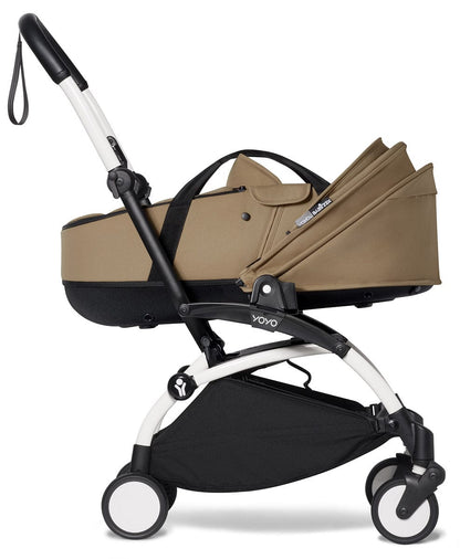 Babyzen YOYO2 Ultra Compact Complete 6+ Stroller with Bassinet Bundle - White/Toffee - 604501-605108-6-TOF
