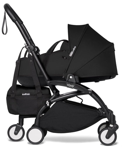 Babyzen YOYO2 Ultra Compact Complete 6+ Stroller with Bassinet & Rolling Bag Bundle - Black/Black - 604502-605103-6-RB-BLK