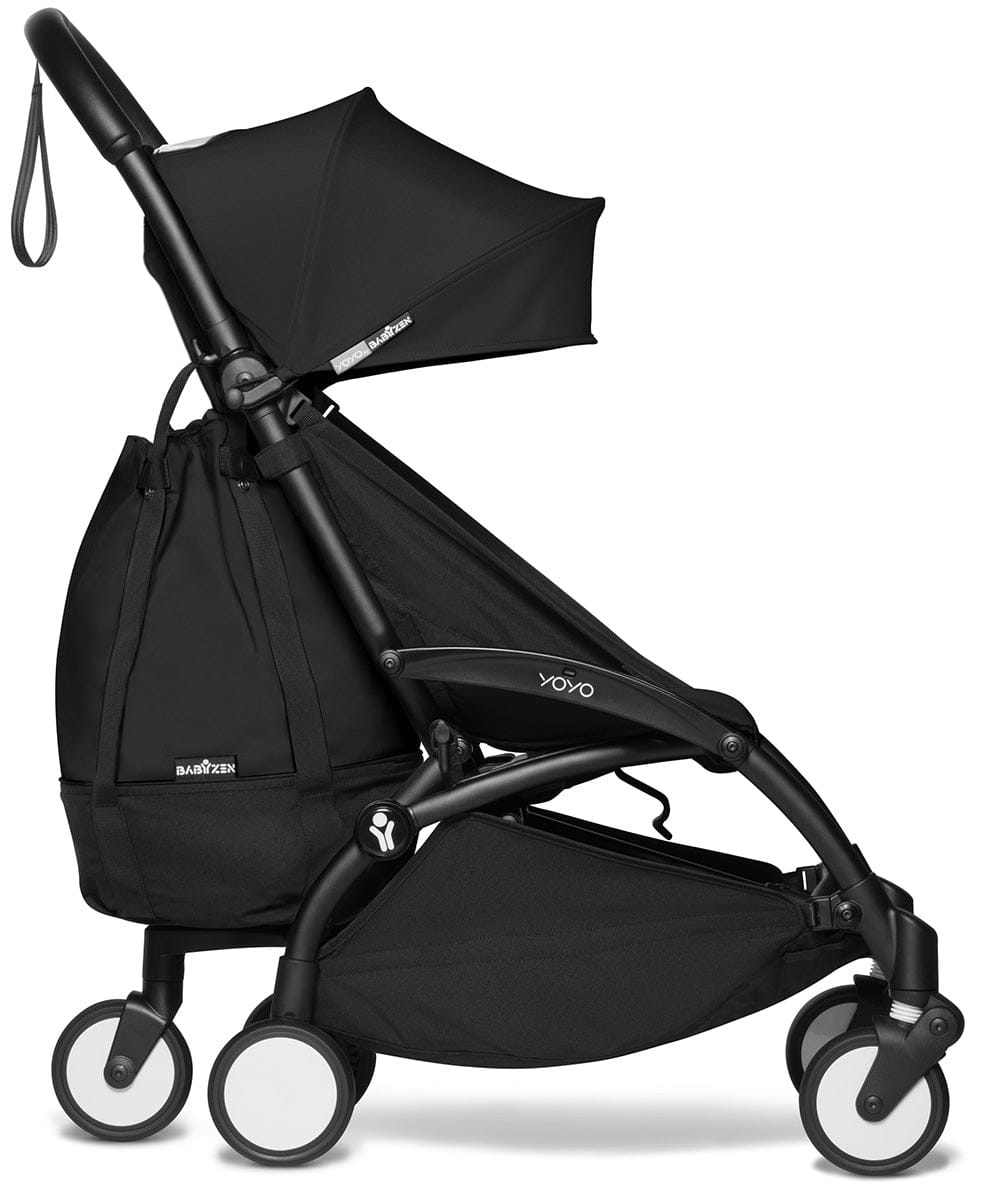 Babyzen YOYO2 Ultra Compact Complete 6+ Stroller with Bassinet & Rolling Bag Bundle - Black/Black - 604502-605103-6-RB-BLK